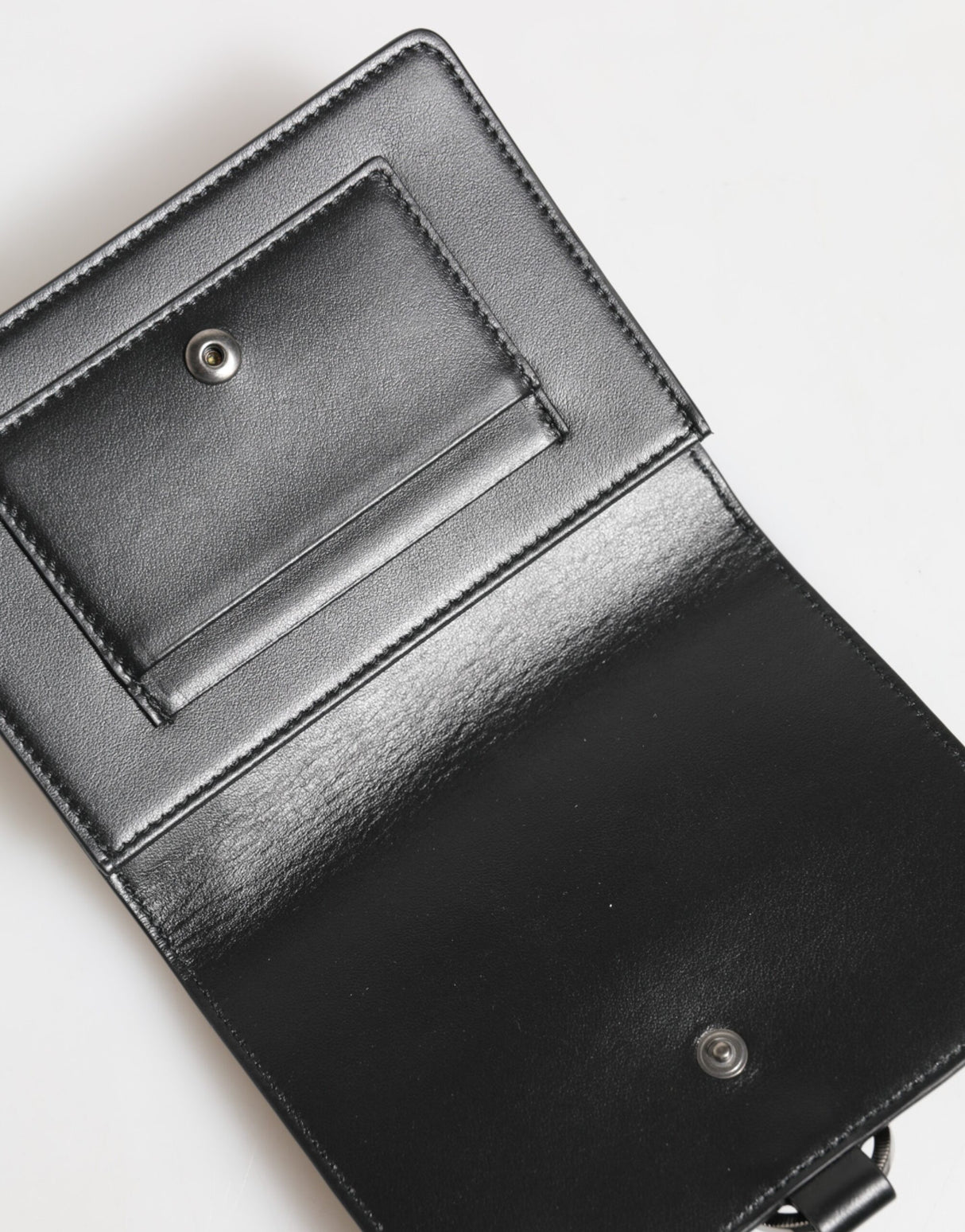 Dolce & Gabbana Black Leather Crystal Embellished Card Holder Wallet