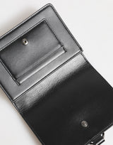 Dolce & Gabbana Black Leather Crystal Embellished Card Holder Wallet