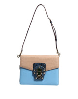 Dolce & Gabbana Blue Beige Exotic Leather LUCIA Crossbody Bag