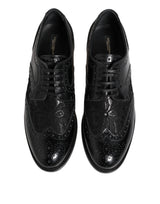 Dolce & Gabbana Black Leather Floral Lace Dress Formal  Shoes