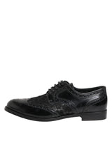 Dolce & Gabbana Black Leather Floral Lace Dress Formal  Shoes