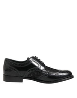 Dolce & Gabbana Black Leather Floral Lace Dress Formal  Shoes