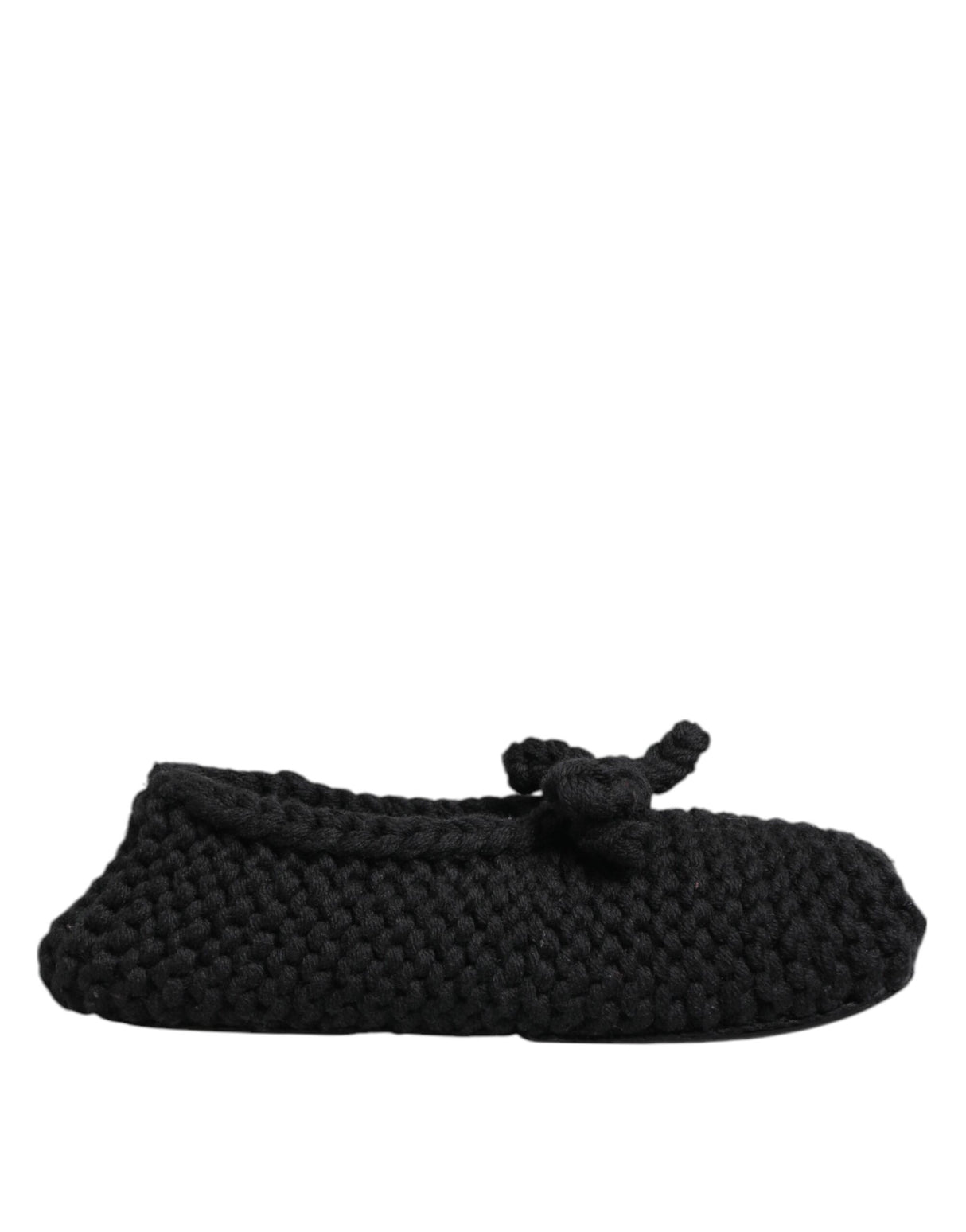 Dolce & Gabbana Black Wool Knit Slip On Ballerina Flats Shoes