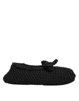 Dolce & Gabbana Black Wool Knit Slip On Ballerina Flats Shoes