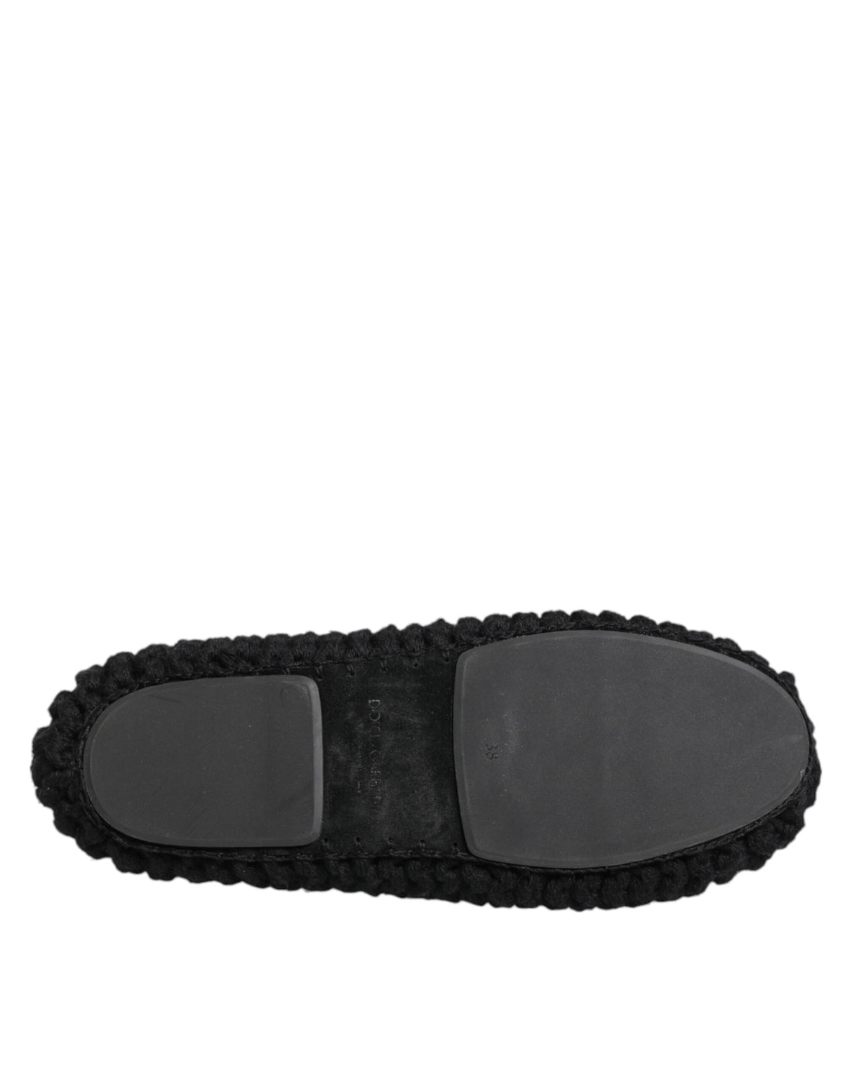 Dolce & Gabbana Black Wool Knit Slip On Ballerina Flats Shoes