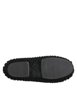 Dolce & Gabbana Black Wool Knit Slip On Ballerina Flats Shoes