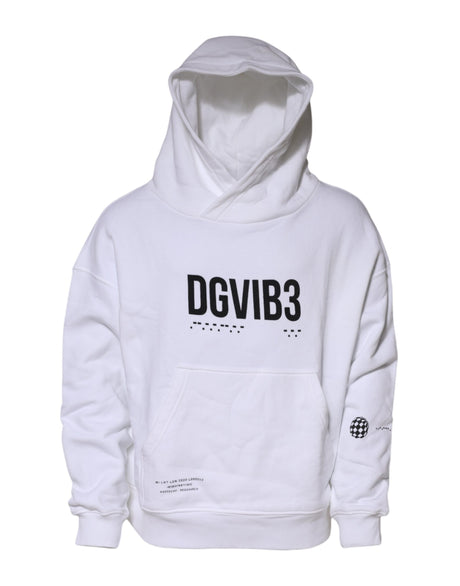 Dolce & Gabbana White DG Vib3 Hooded Men Sweatshirt Sweater