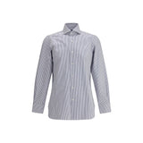 Finamore Blue Cotton Pattern Shirt