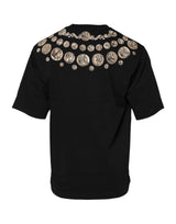 Dolce & Gabbana Black Coin Print Cotton Crew Neck T-shirt
