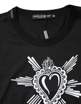 Dolce & Gabbana Black Sacred Heart Cotton Crew Neck T-shirt