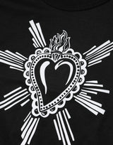 Dolce & Gabbana Black Sacred Heart Cotton Crew Neck T-shirt