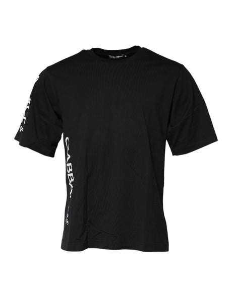 Dolce & Gabbana Black Logo Print Cotton Men Crew Neck T-shirt
