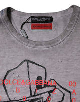 Dolce & Gabbana Gray Graphic Print Cotton Crew Neck T-shirt