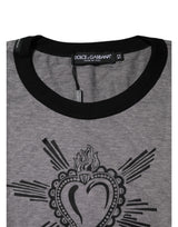 Dolce & Gabbana Gray Sacred Heart Cotton Crew Neck T-shirt