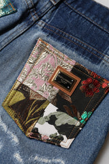 Dolce & Gabbana Blue AMBER Tattered High Waist Denim Jeans