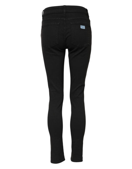 Dolce & Gabbana Black Cotton Skinny Mid Waist Denim Jeans