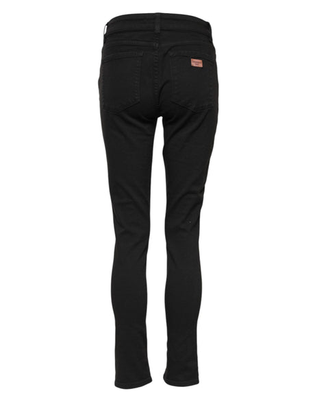 Dolce & Gabbana Black Cotton Skinny Mid Waist Denim Jeans