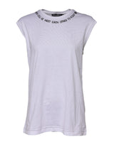 Dolce & Gabbana White Cotton Sleeveless Printed Tank T-shirt