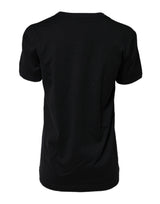 Dolce & Gabbana Black Cotton DG Print Short Sleeve Top T-shirt