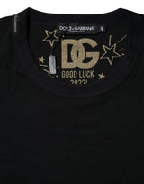 Dolce & Gabbana Black Cotton DG Print Short Sleeve Top T-shirt