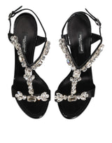 Dolce & Gabbana Black Keira Crystals Heels Sandals Shoes