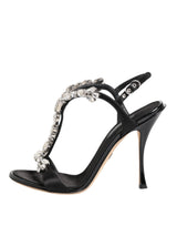Dolce & Gabbana Black Keira Crystals Heels Sandals Shoes