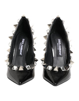 Dolce & Gabbana Black Crystals Studs Stiletto Pumps Shoes