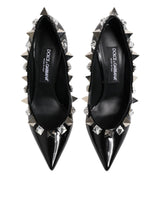 Dolce & Gabbana Black Crystals Studs Stiletto Pumps Shoes