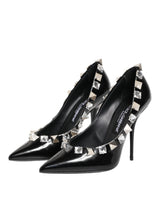 Dolce & Gabbana Black Crystals Studs Stiletto Pumps Shoes