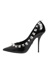 Dolce & Gabbana Black Crystals Studs Stiletto Pumps Shoes
