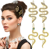 AOZUO Snake Hair Clips 4PCS Rhinestone Snake Hair Pins Sparkly Crystal Hair Barrettes Metal Snake Hair Accessories for Women Girls