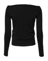 Dolce & Gabbana Black Wool Shrug Crew Neck Pullover Sweater