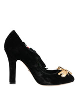 Dolce & Gabbana Black Roses Crystal Brooch Mary Jane Shoes
