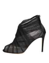 Dolce & Gabbana Black Mesh Stiletto Heels Ankle Boots Shoes