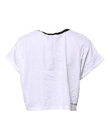 Dolce & Gabbana White Cotton Crew Neck Cropped Top T-shirt
