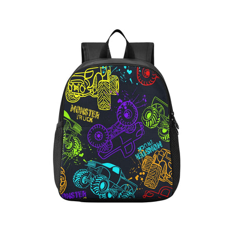 Sletend Toddler Backpack Colorful Monster Truck Waterproof Mini Backpack Boys/Girls Cute Small Backpack Kindergarten Pre School Bags (S)