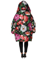 Dolce & Gabbana Multicolor Floral Hooded Puffer Coat Jacket