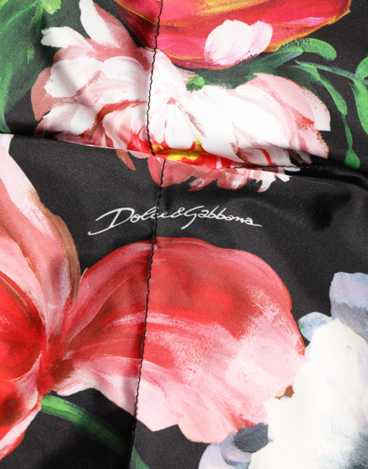 Dolce & Gabbana Multicolor Floral Hooded Puffer Coat Jacket