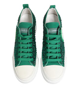 Dolce & Gabbana Green Portofino Crystal DG Logo Sneakers Shoes