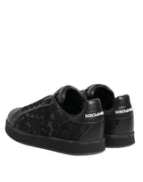 Dolce & Gabbana Black Floral Lace Low Top Sneakers Shoes