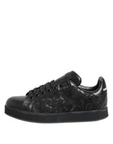 Dolce & Gabbana Black Floral Lace Low Top Sneakers Shoes