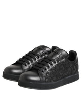 Dolce & Gabbana Black Floral Lace Low Top Sneakers Shoes
