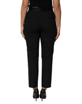 Dolce & Gabbana Black Wool HighWaist Tapered Trouser Pants
