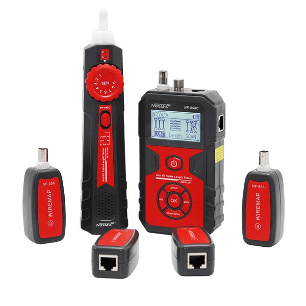 Noyafa Network Cable Tester with LCD, PoE, Cable Length, Port Flashing, Tone Tracing & Visual Fault Locator NF-858C