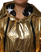 Dolce & Gabbana Gold Hooded Long Sleeves Trench Coat Jacket