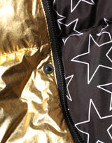 Dolce & Gabbana Gold Hooded Puffer Quilted Full Zip Jacket