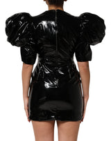 Dolce & Gabbana Black Bodycon Sheath Puff Sleeve Mini Dress
