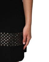 Dolce & Gabbana Black Crystal Embellished Collared Mini Dress