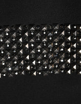 Dolce & Gabbana Black Crystal Embellished Collared Mini Dress