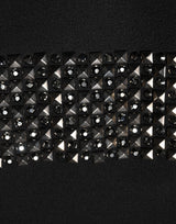 Dolce & Gabbana Black Crystal Embellished Collared Mini Dress